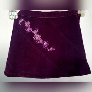GIRLS COVINGTON DEEP PURPLE CORDUROY SIDE ZIPPER & BUTTON.FLOWER EMBROIDERED.SZ4
